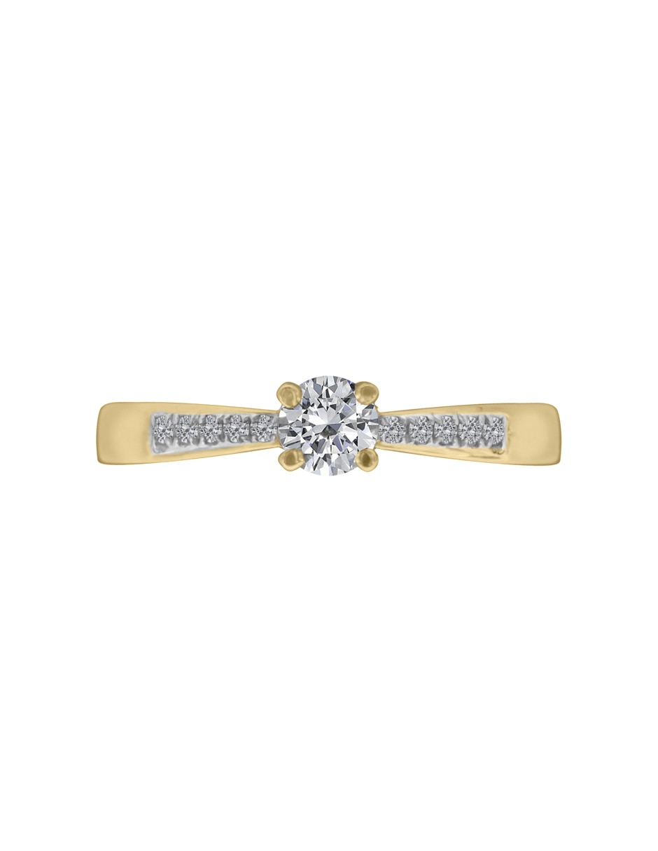 Solitario de oro amarillo 14 k Miloro diamante 5