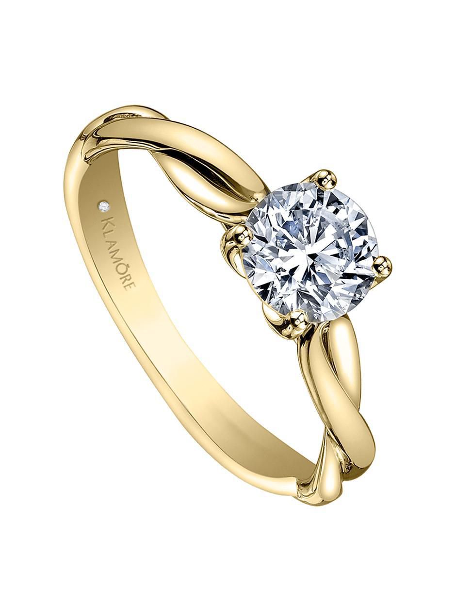 Solitario de oro 14 k klamore diamante