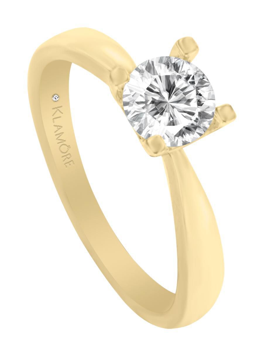 Solitario de oro 14 k klamore diamante
