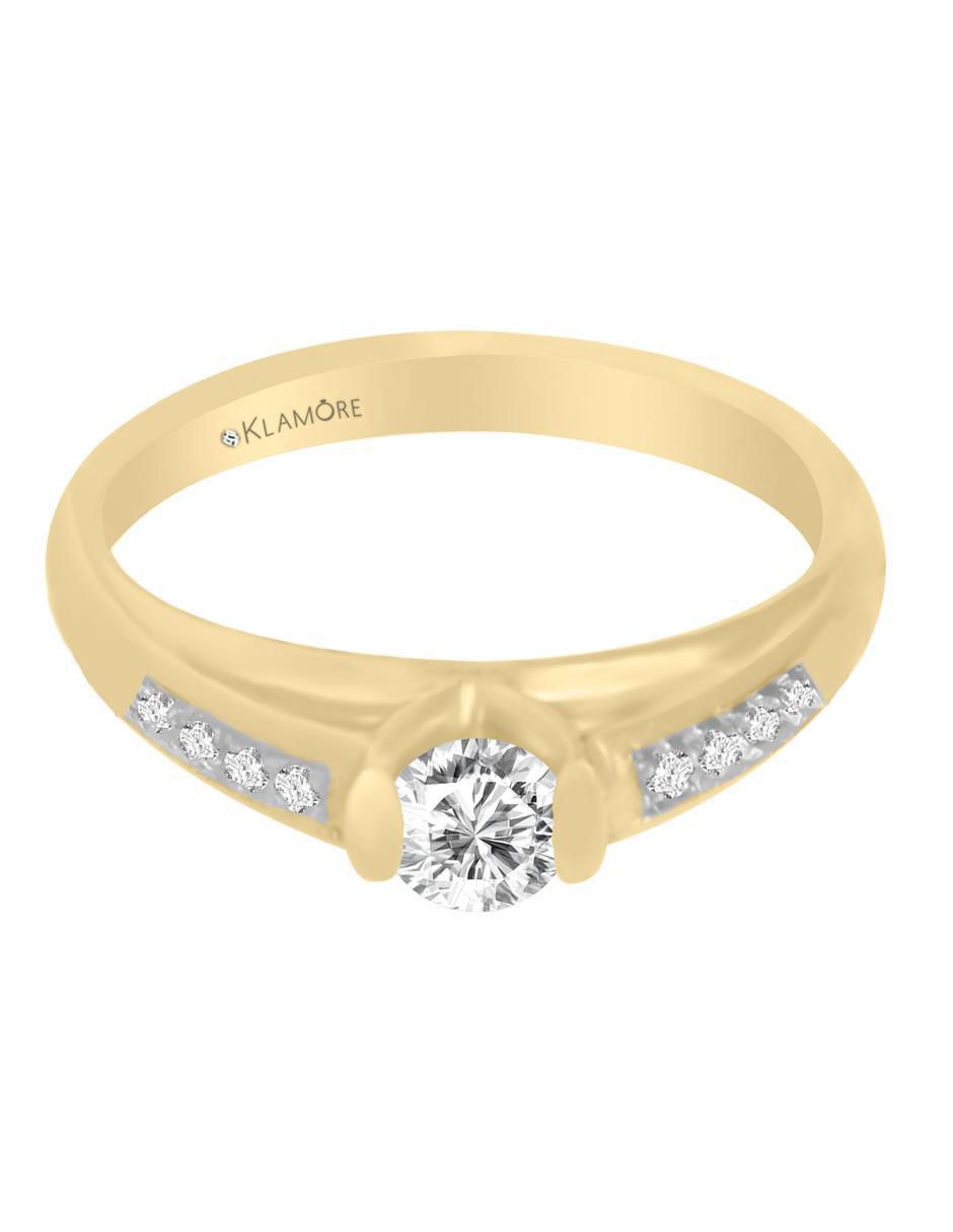 Solitario de oro 14 k Karol diamante