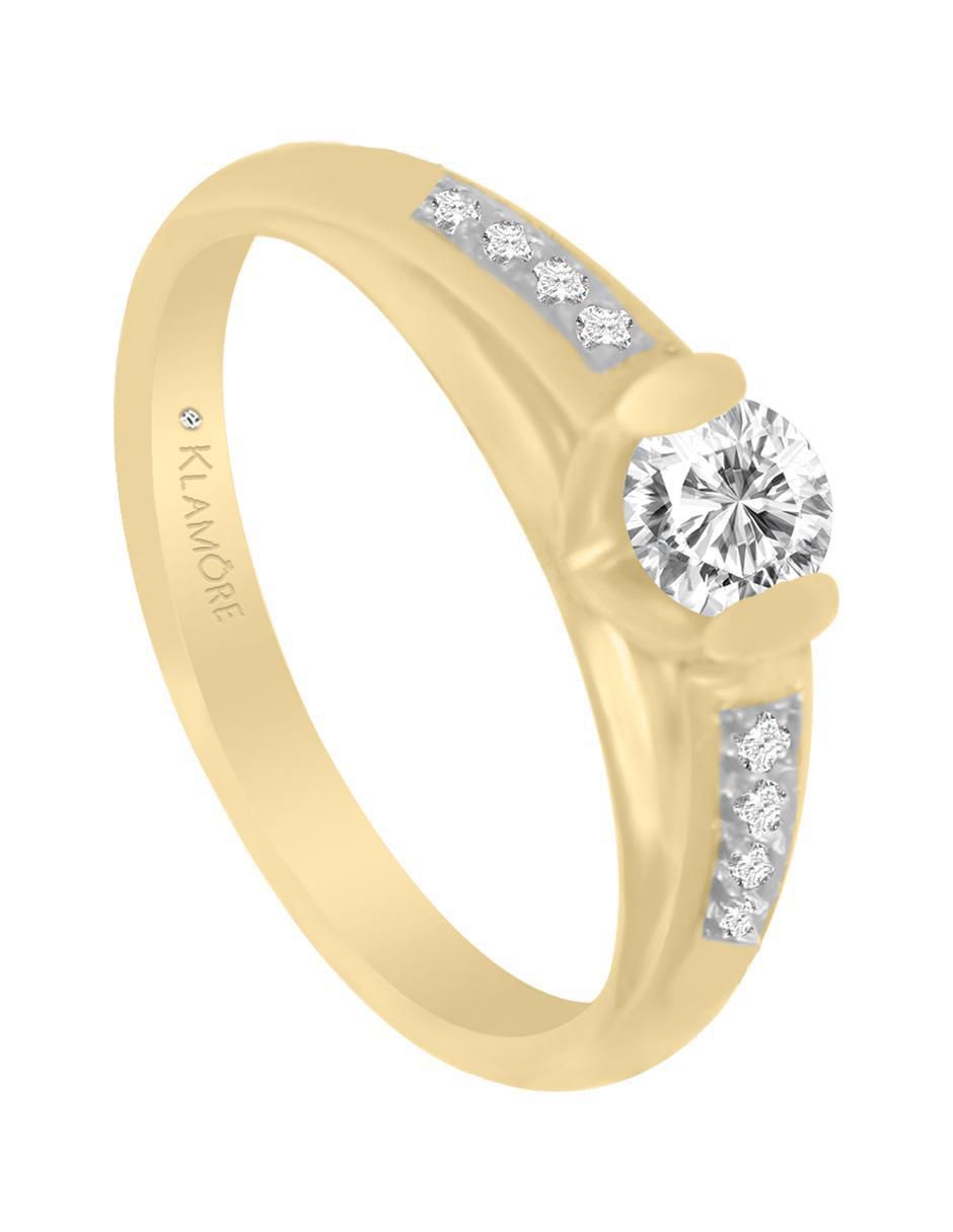 Solitario de oro 14 k klamore diamante