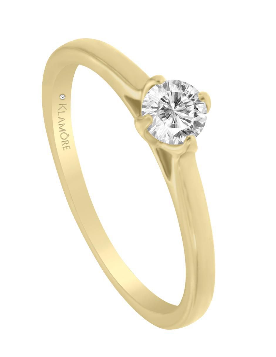 Solitario de oro 14 k klamore diamante