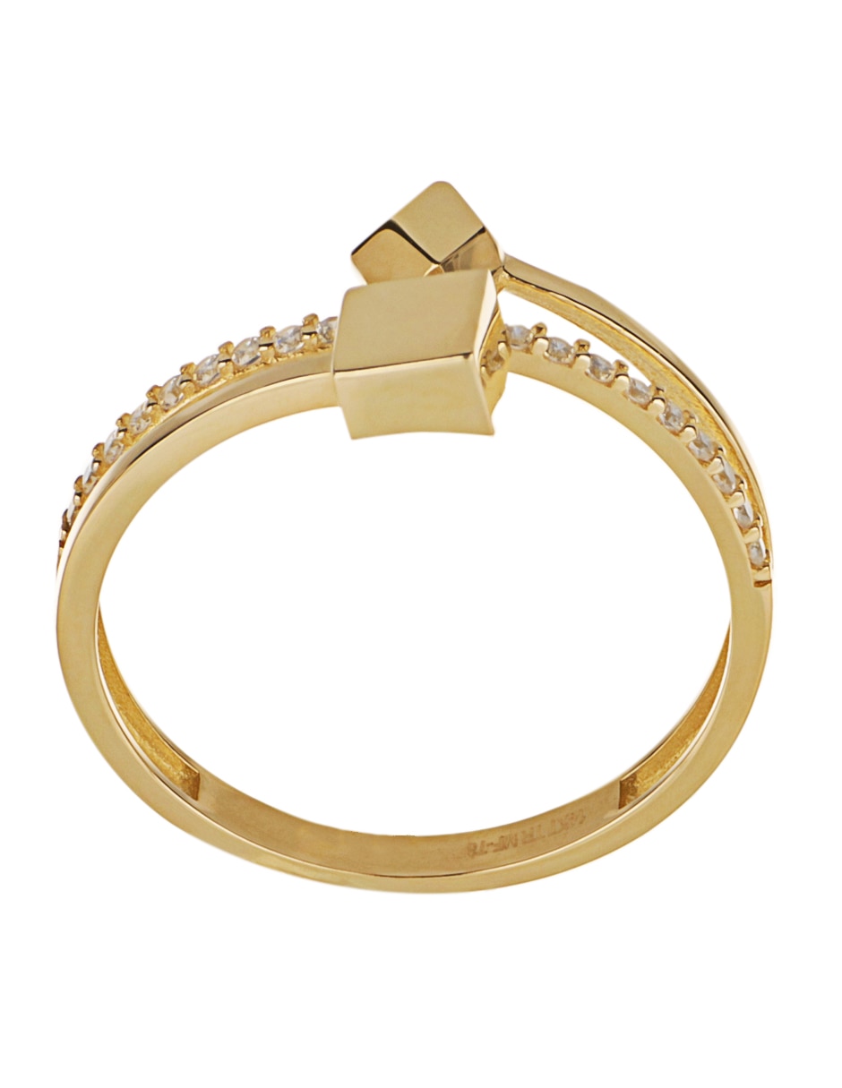 Anillo 14 k de oro amarillo zirconia 2
