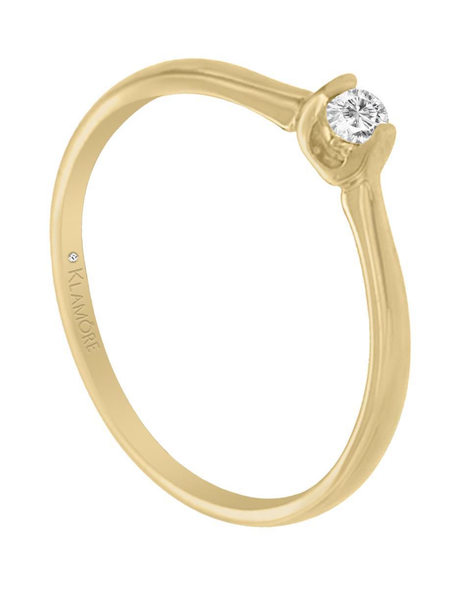 Solitario de oro 14 k klamore diamante