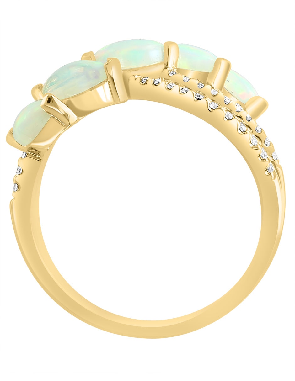 Anillo Aurora 14 k de oro diamante y ópalo etíope brillante 2