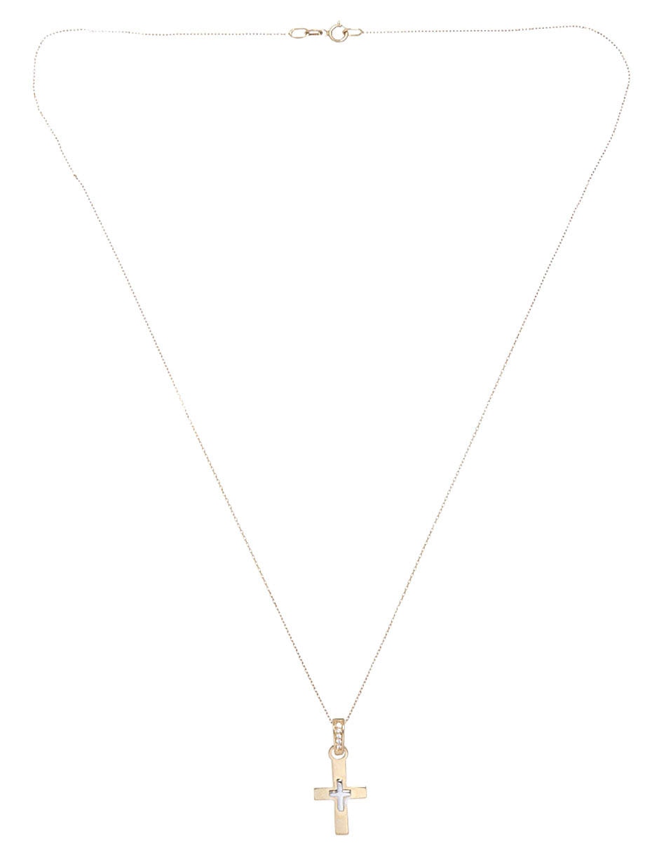 Collar con dije de cruz de oro 14 K 2