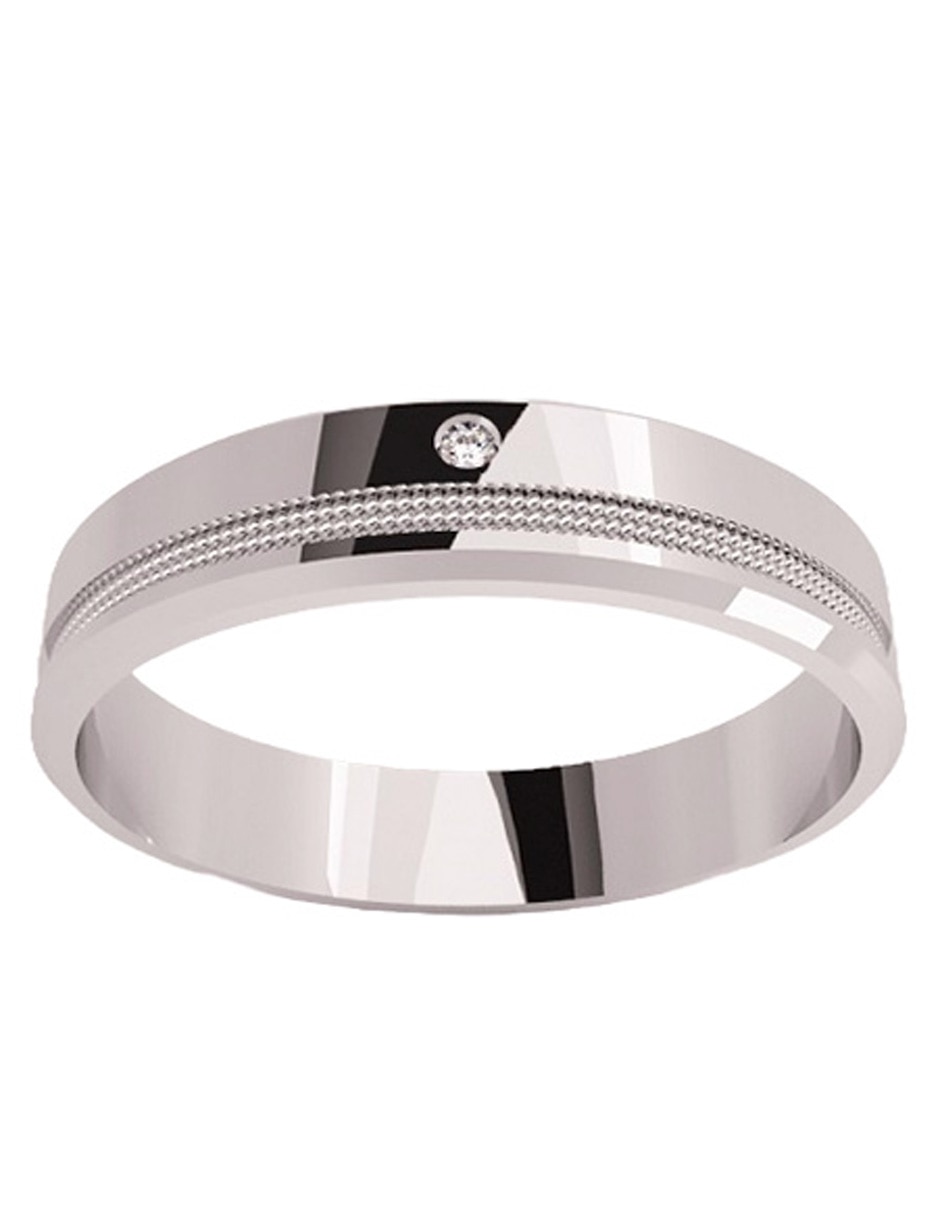 Argolla de oro blanco 14 k Elegance diamante