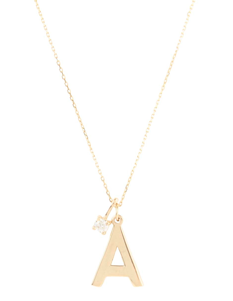 Collar con dije de letra a de oro amarillo 14 K