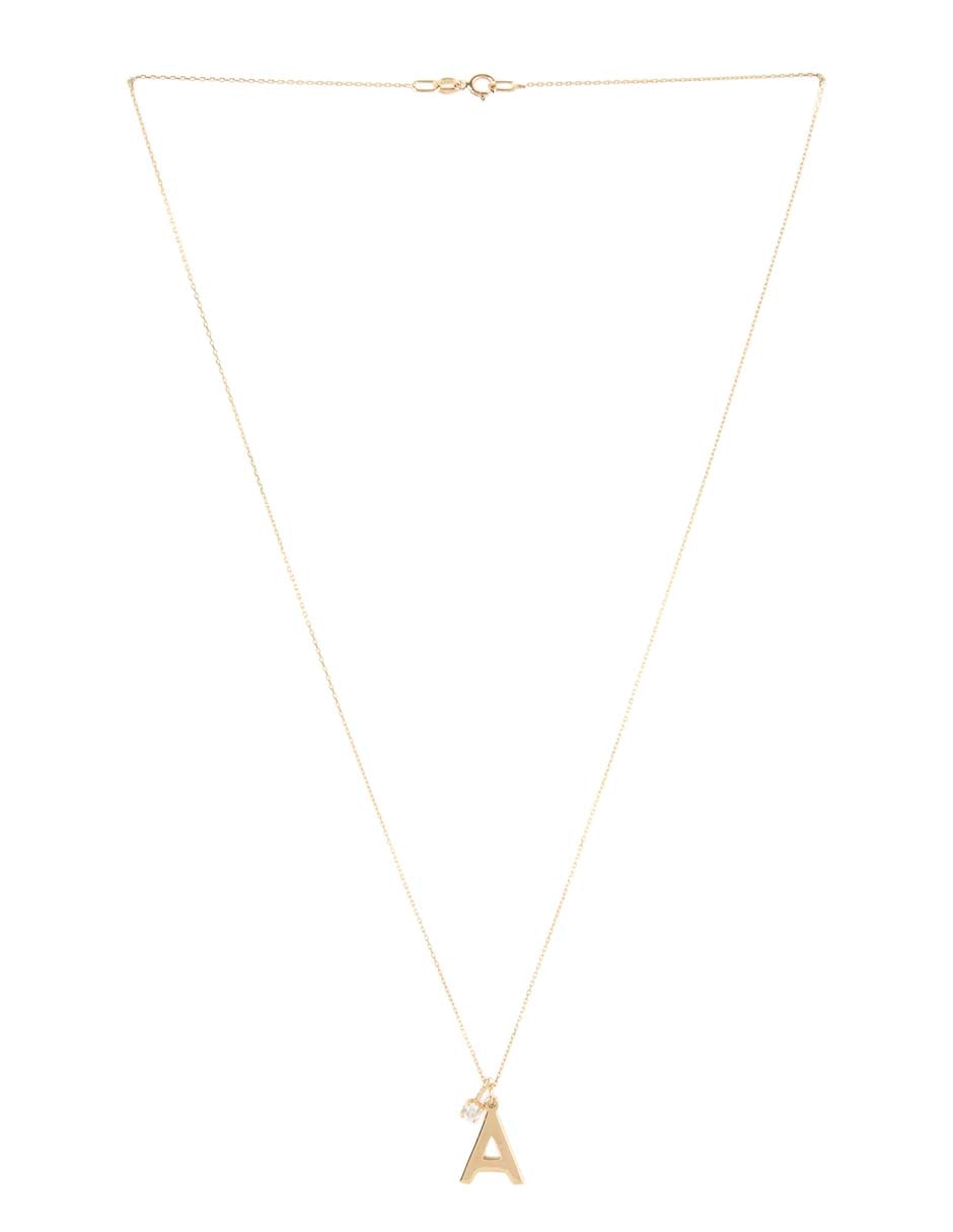 Collar con dije de letra a de oro amarillo 14 K 2