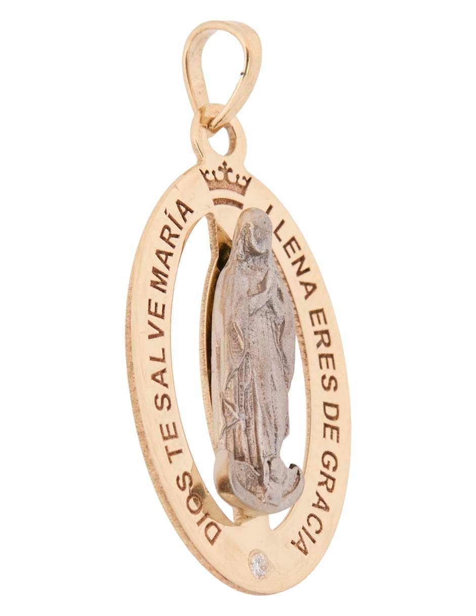 Dije de virgen de oro 14 K diamante 2