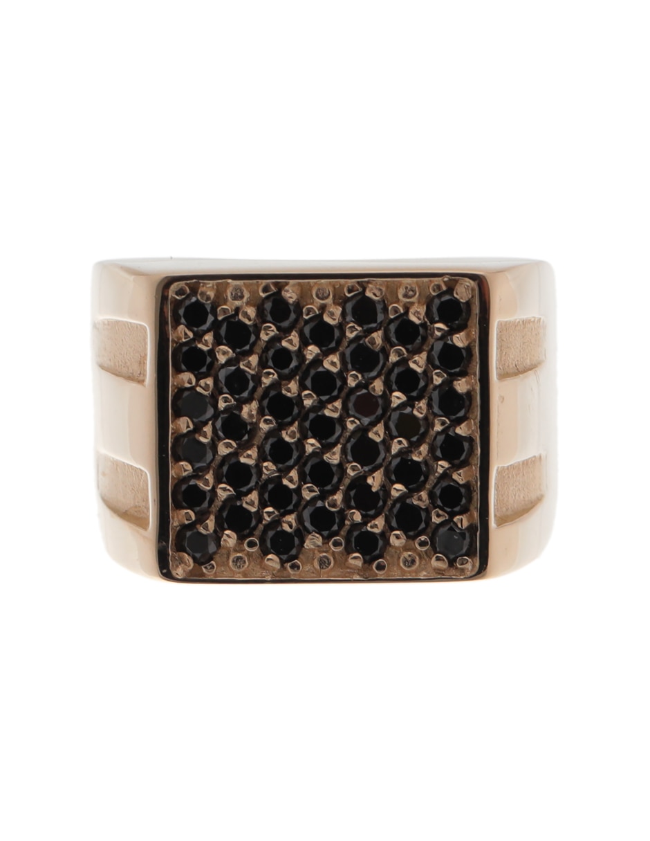 Anillo cuadrado 14 k de oro diamante negro pulido Anillo cuadrado 14 k de oro diamante negro pulido