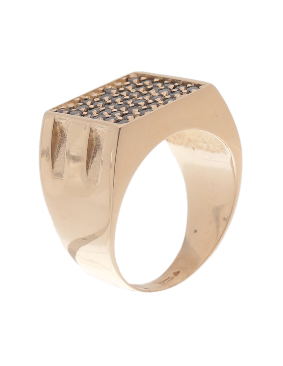 Anillo cuadrado 14 k de oro diamante negro pulido 3