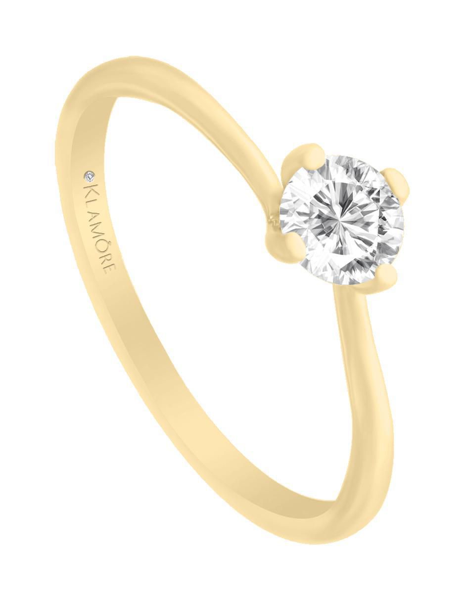 Solitario de oro 14 k klamore diamante