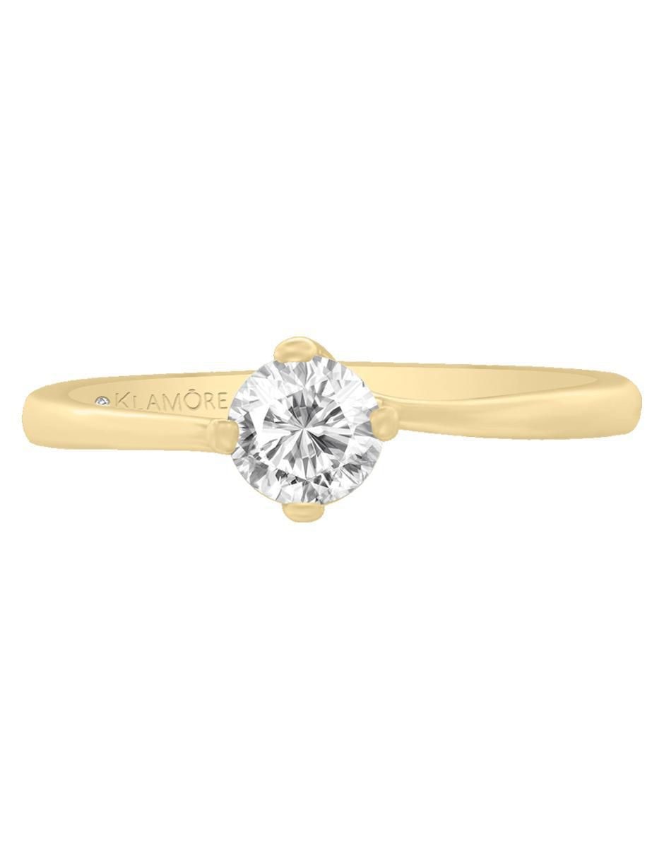 Solitario de oro 14 k klamore diamante