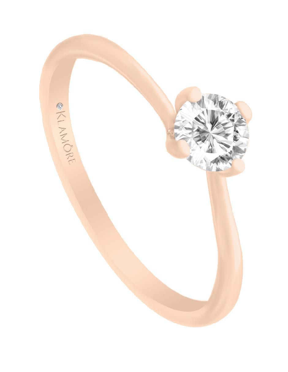 Solitario de oro 14 k Rose diamante 2
