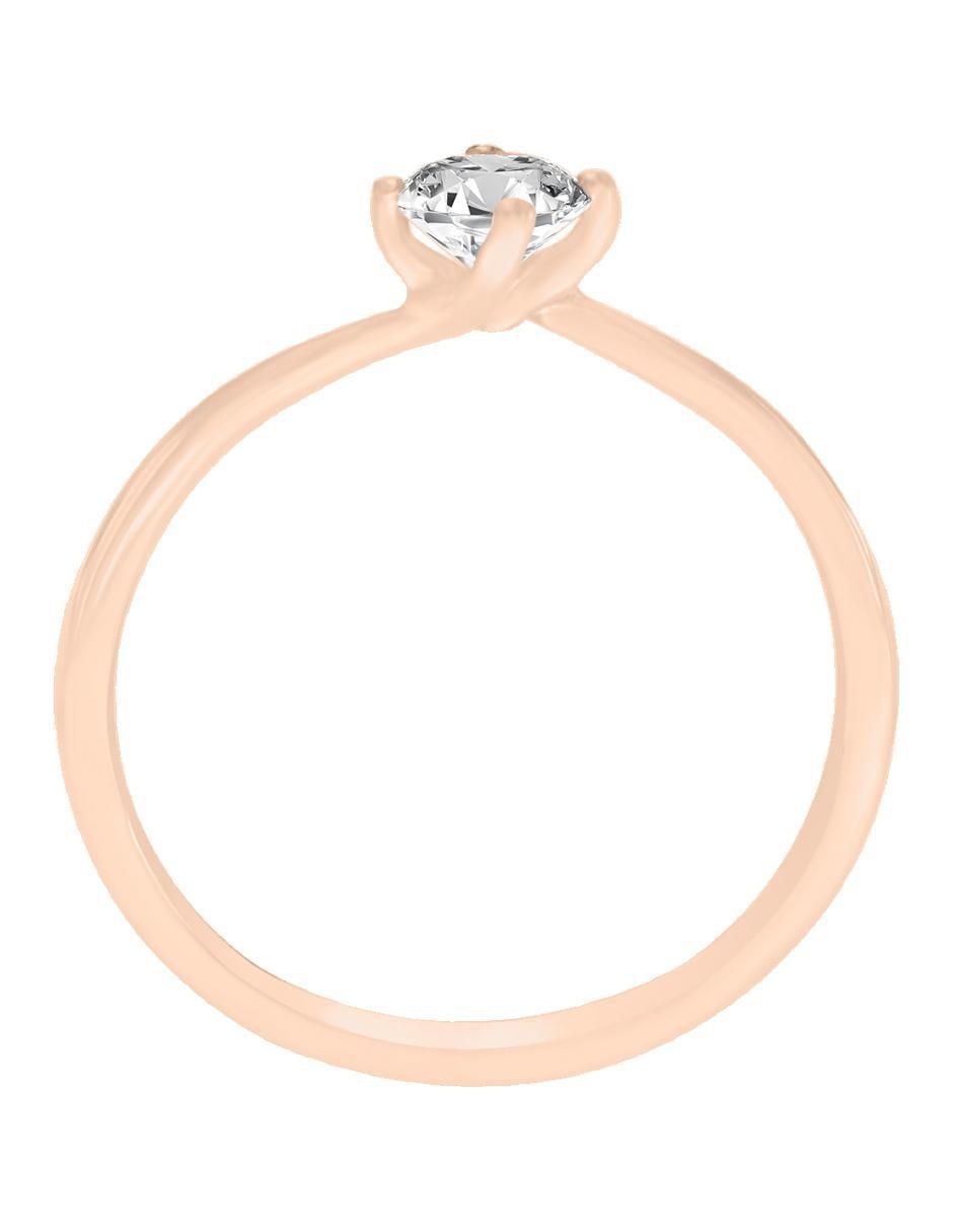 Solitario de oro 14 k Rose diamante 3