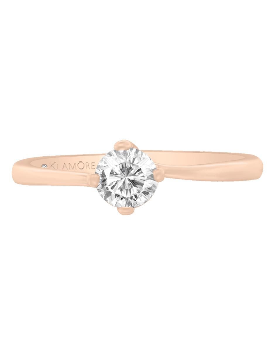 Solitario de oro 14 k Rose diamante 4