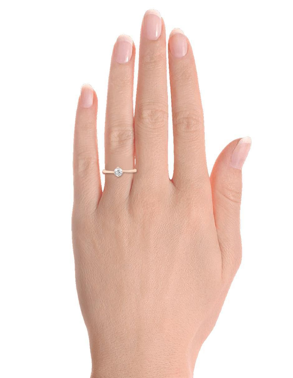 Solitario de oro 14 k Rose diamante 6