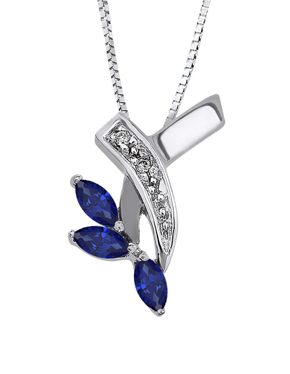 Colgante Y Dije praga de oro 14 K zafiro y diamante 2