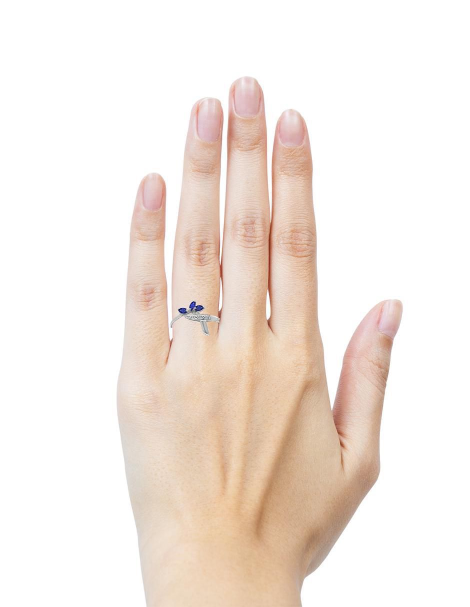 Anillo Praga 14 k de oro zafiro y diamante brillante 5