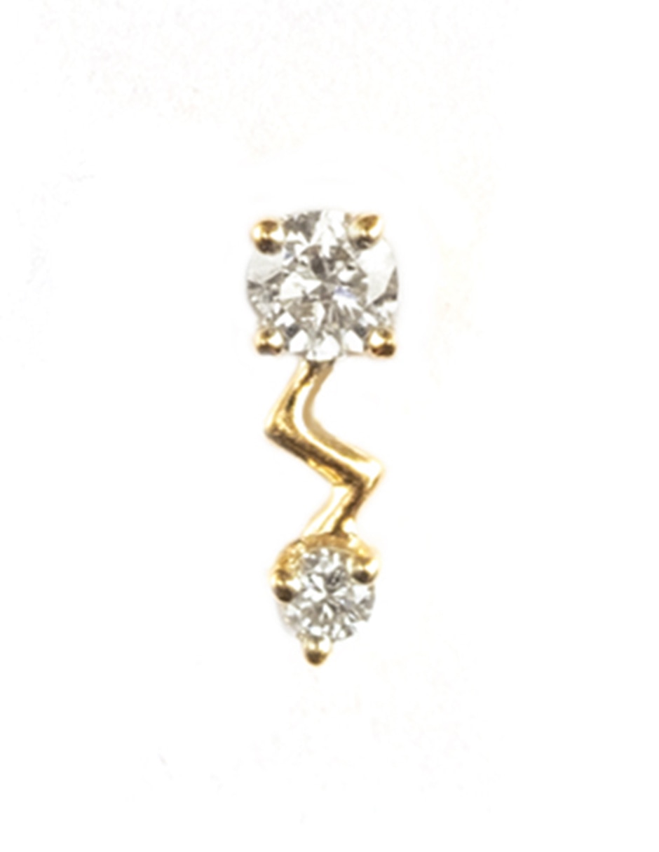 Piercing de rayo de oro con acabado espejo diamante