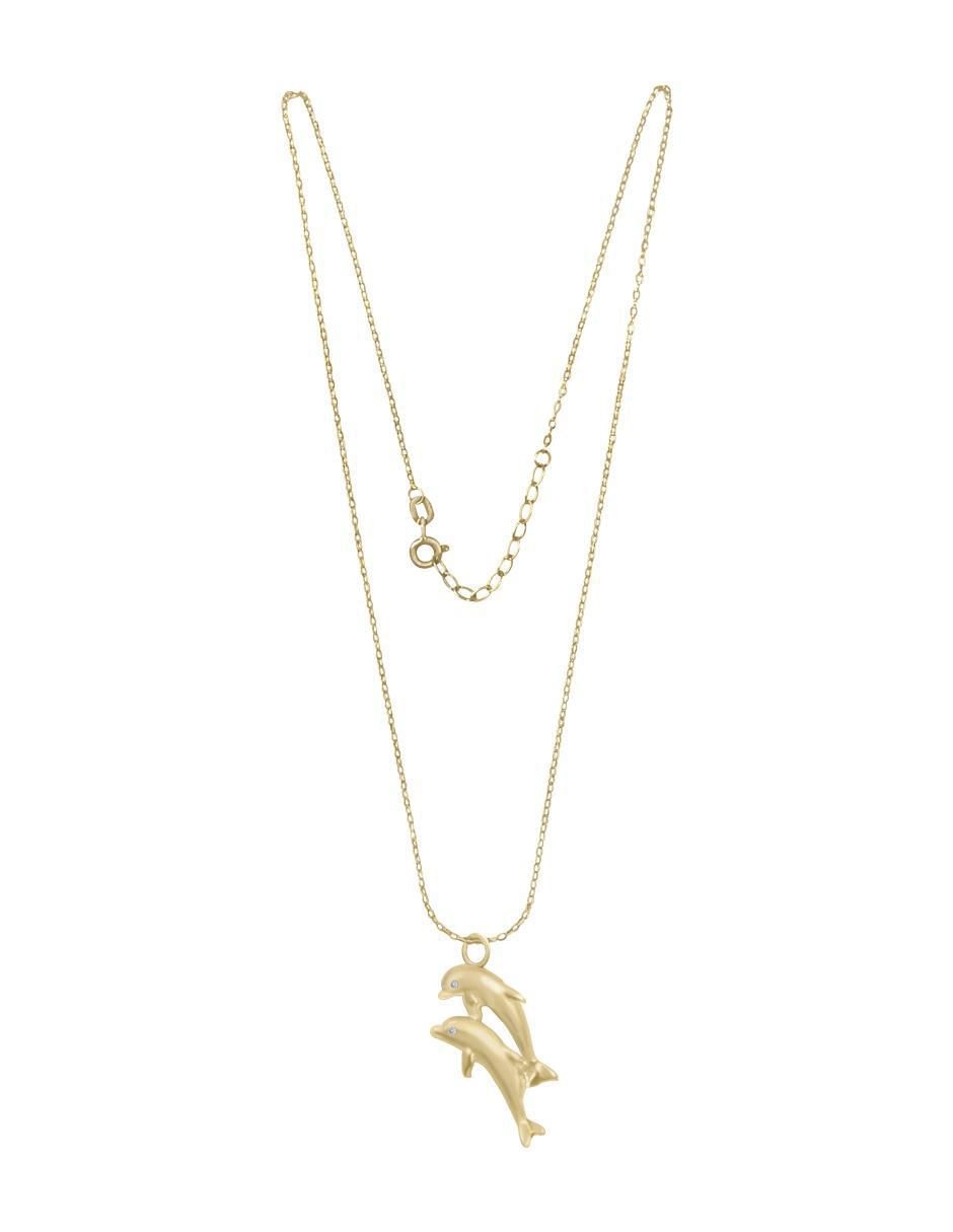 Colgante Y Dije de delfín de oro 14 K diamante