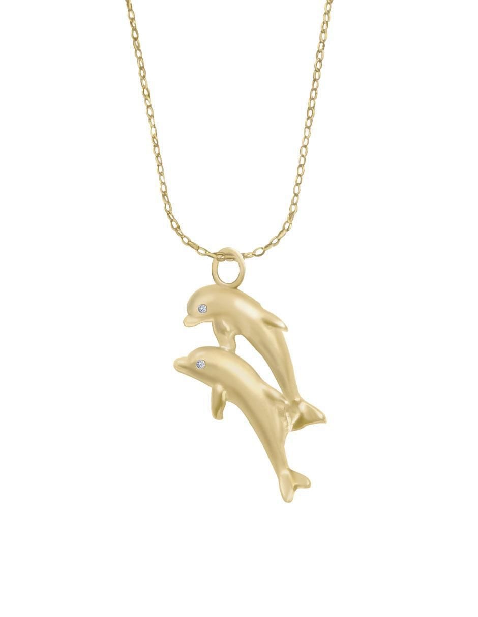 Colgante Y Dije de delfín de oro 14 K diamante 2