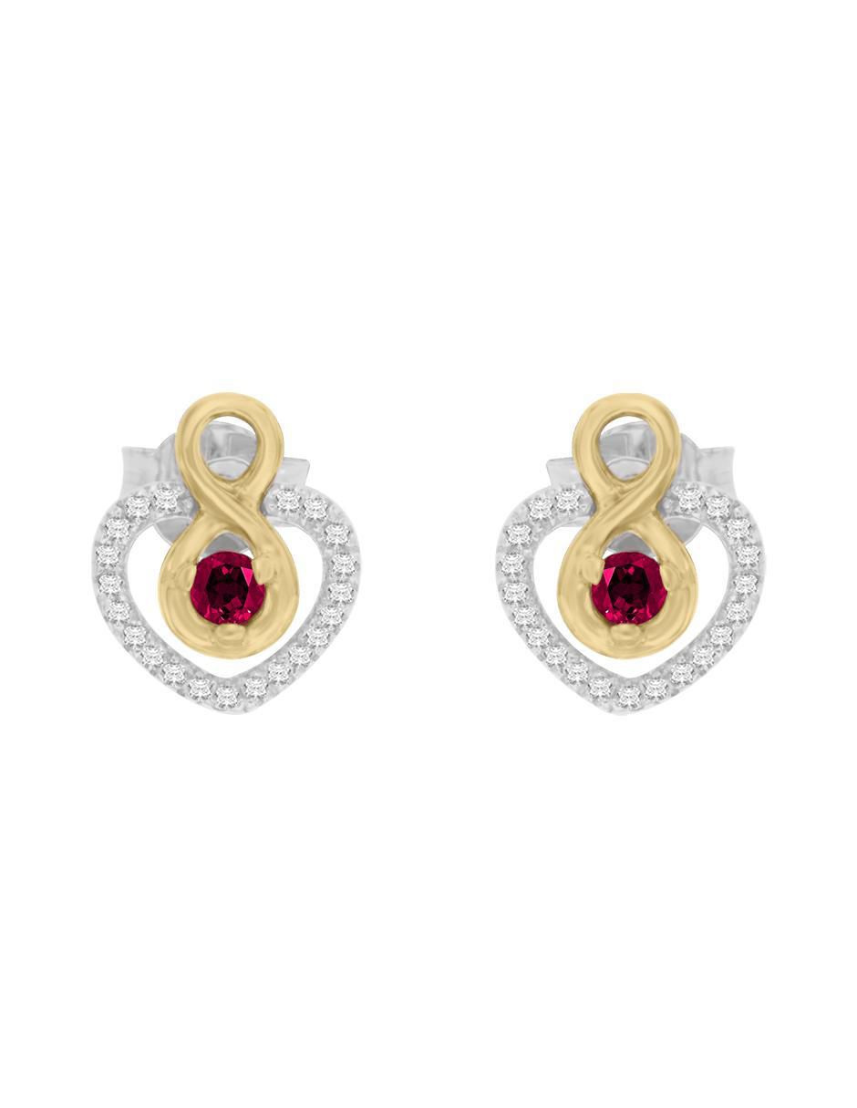 Aretes de corazón Unión de oro con acabado brillante diamante Aretes de corazón Unión de oro con acabado brillante diamante