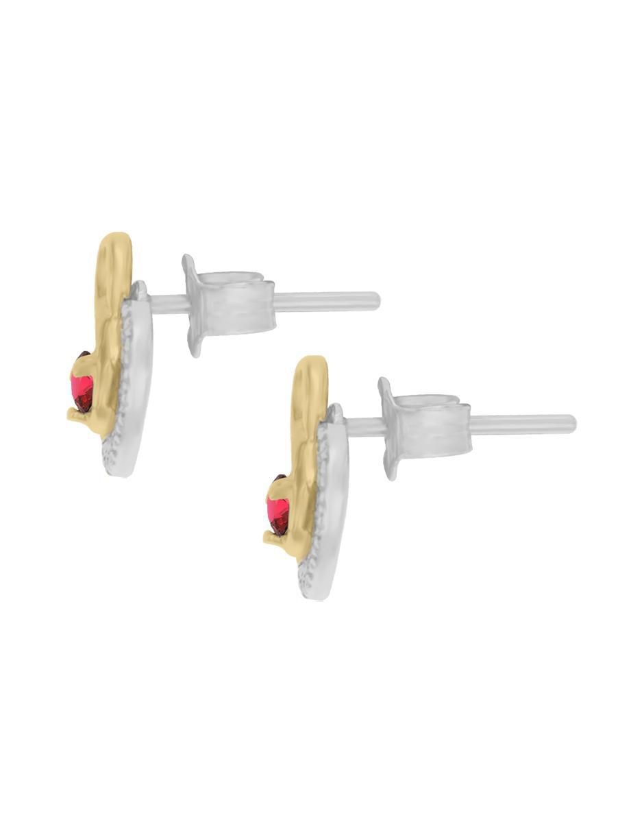 Aretes de corazón Unión de oro con acabado brillante diamante 2