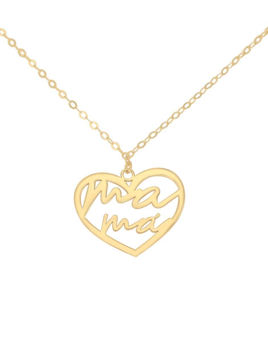 Colgante Y Dije de corazón mamá de oro 14 K