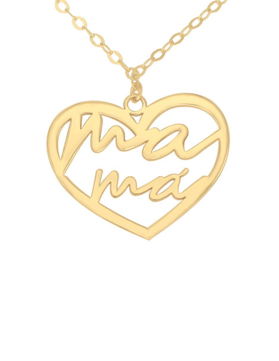 Colgante Y Dije de corazón mamá de oro 14 K 3