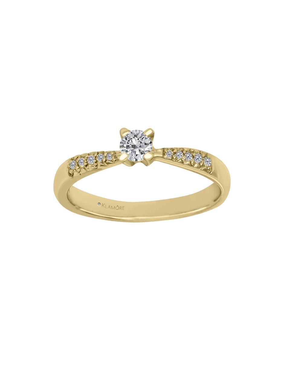 Solitario de oro 14 k Miloro diamante