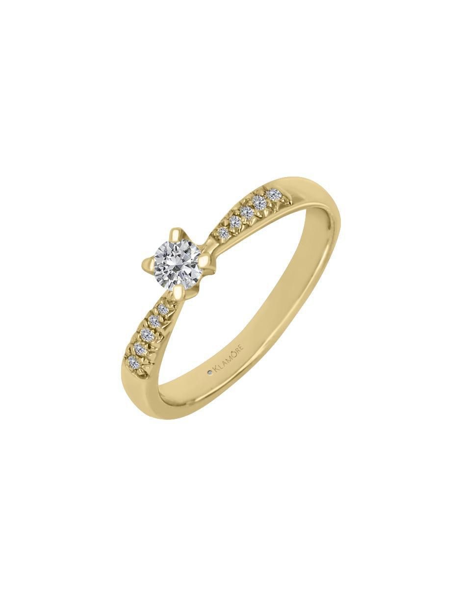 Solitario "de" oro 14 k klamore diamante