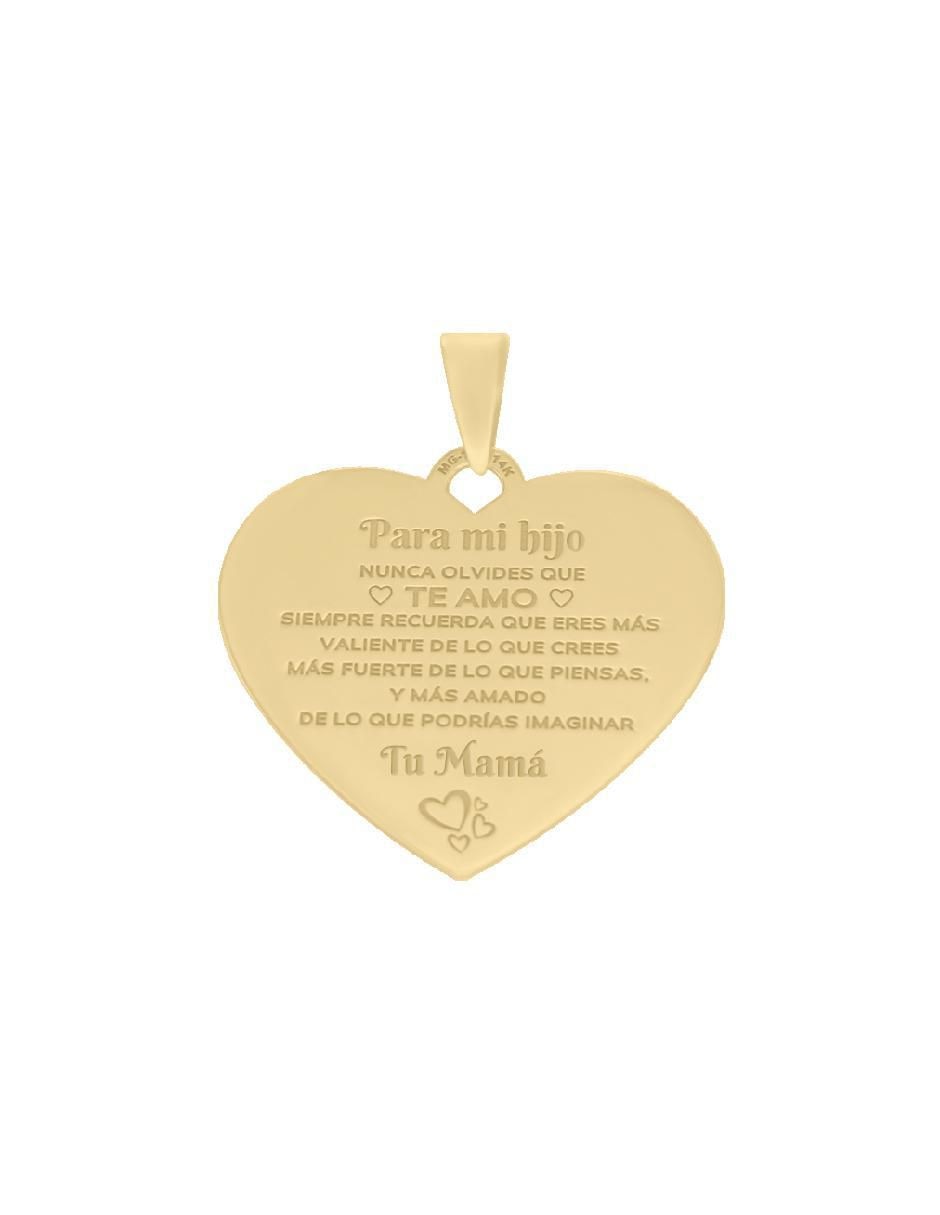 Dije de corazón mensaje mamá de oro 14 K