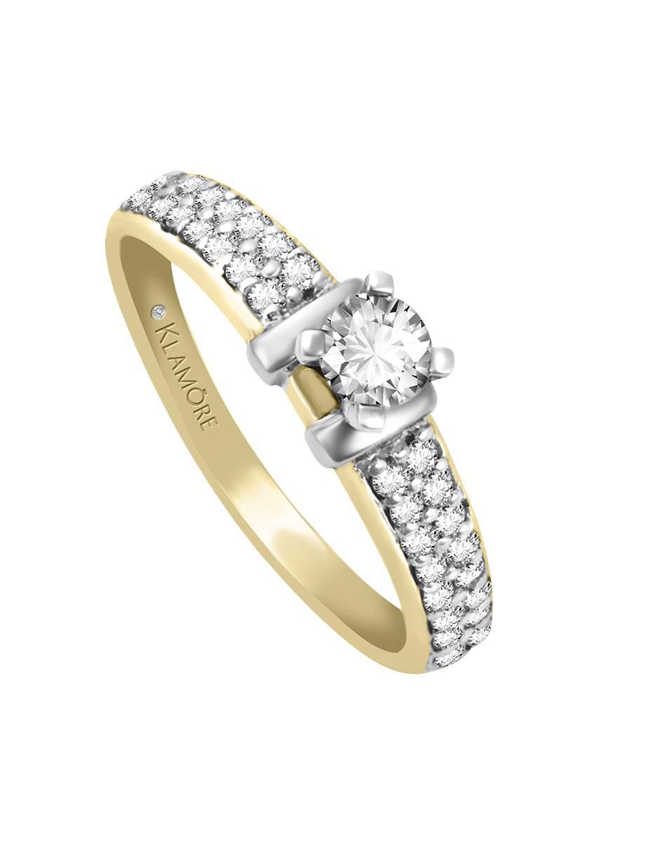 Solitario "de" oro 14 k klamore diamante