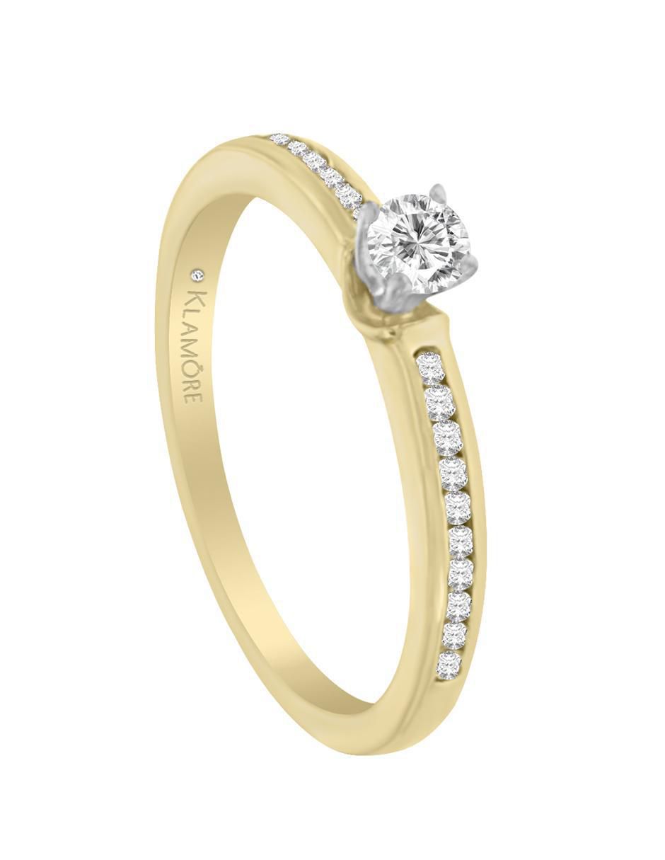 Solitario "de" oro 14 k klamore diamante