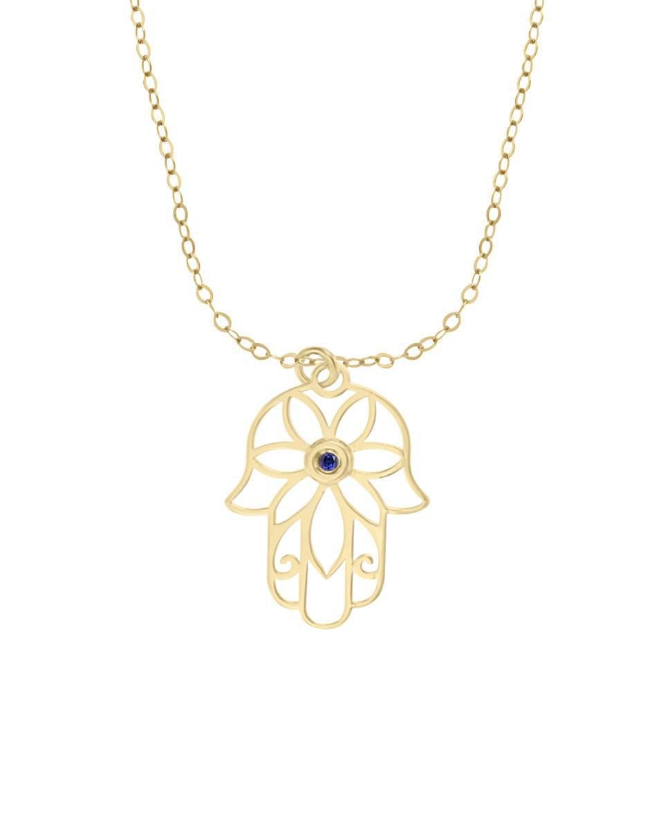 Colgante Y Dije jamsa de oro 14 K zafiro