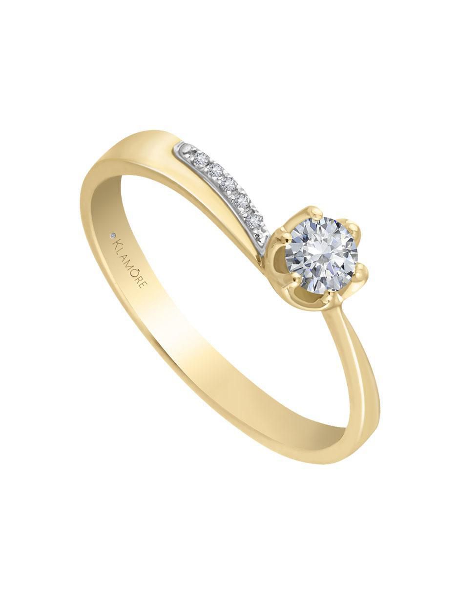 Solitario "de" oro 14 k klamore diamante