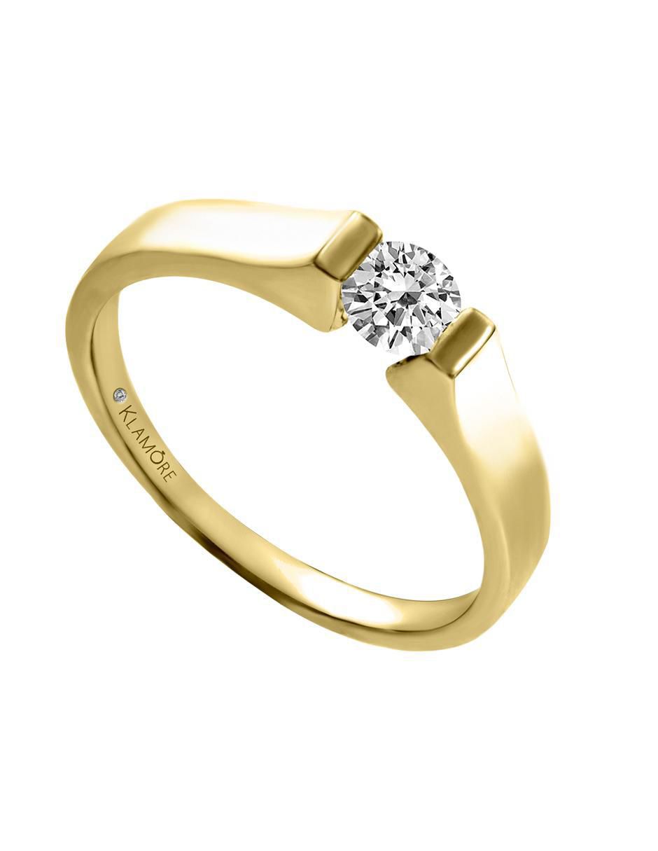 Solitario "de" oro 14 k klamore diamante