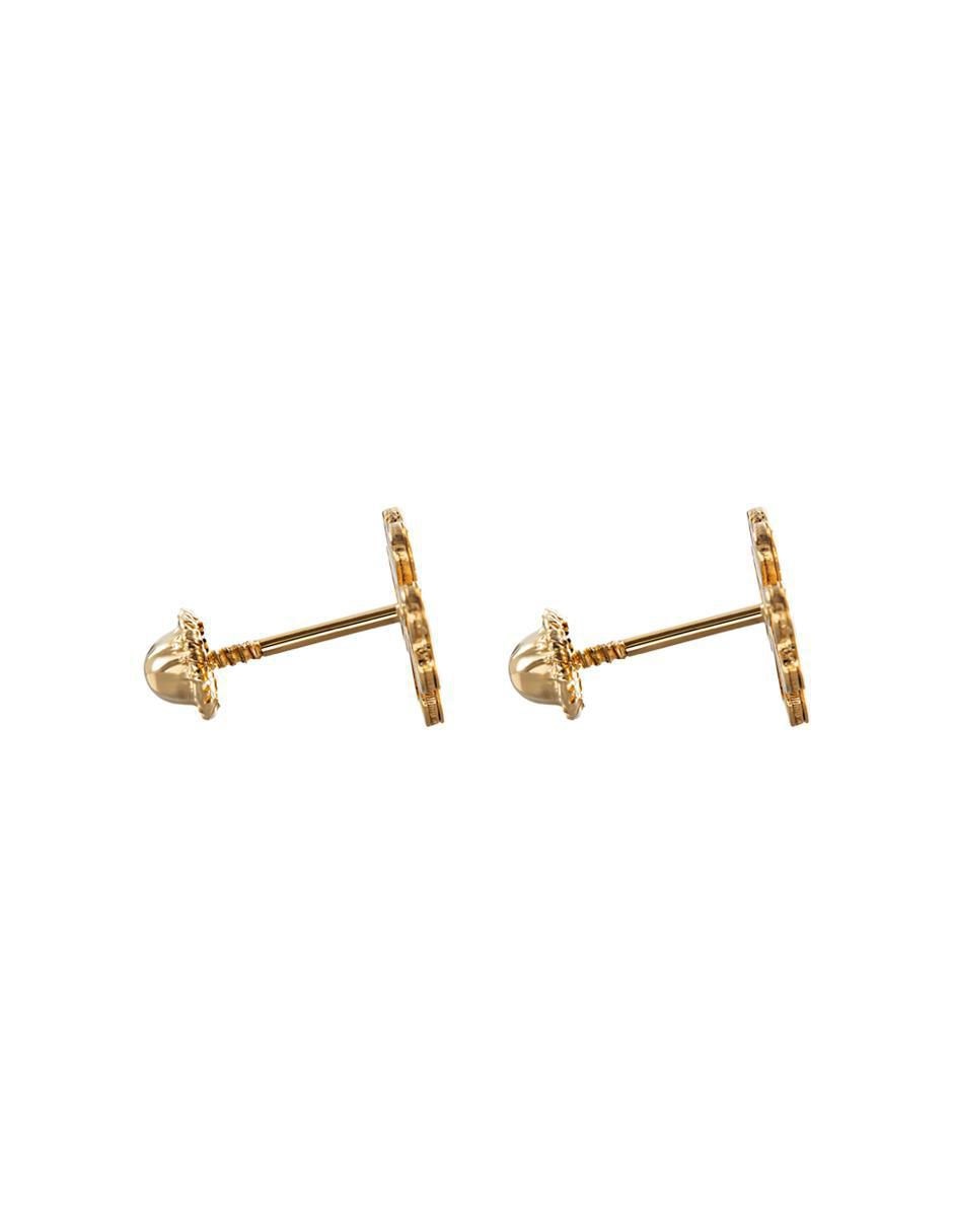Broqueles de flor de oro con acabado espejo zirconia 4