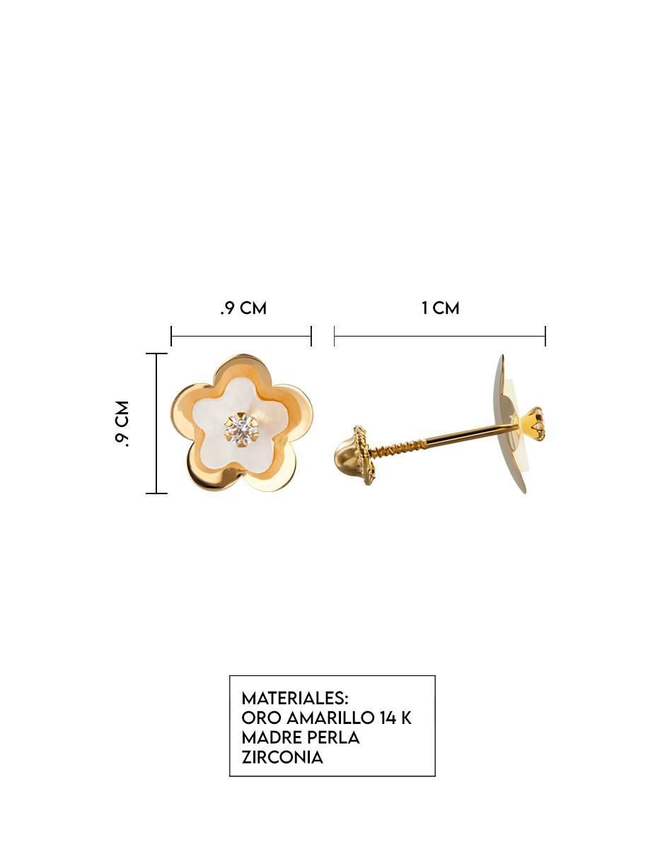Broqueles de flor de oro con acabado espejo zirconia 5