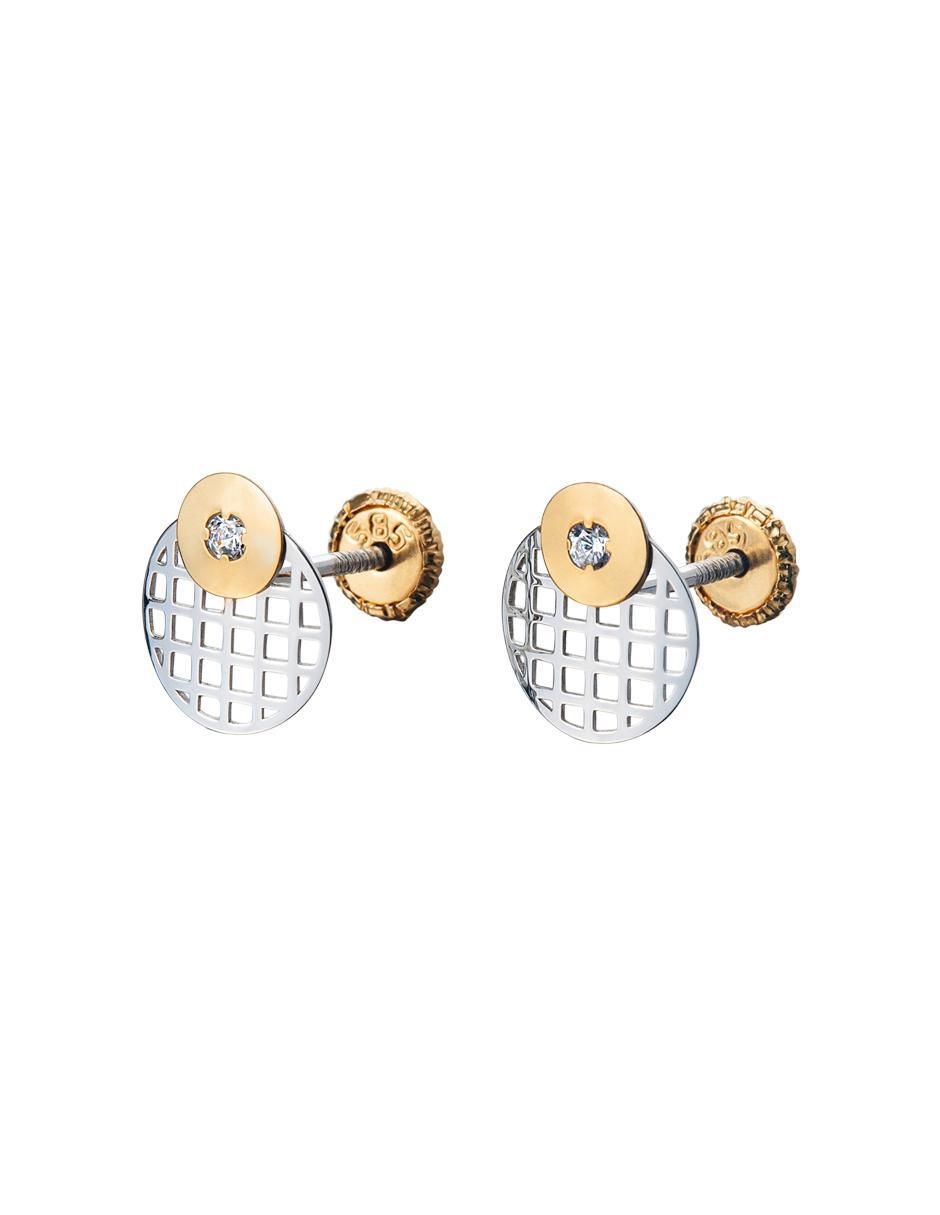 Broqueles de ojo de oro blanco con acabado espejo zirconia 3