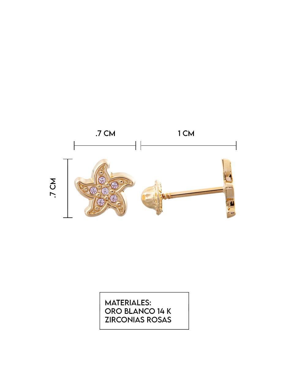 Broqueles de estrella de oro con acabado espejo zirconia 5