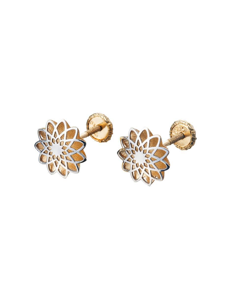 Broqueles de flor de oro con acabado espejo 3