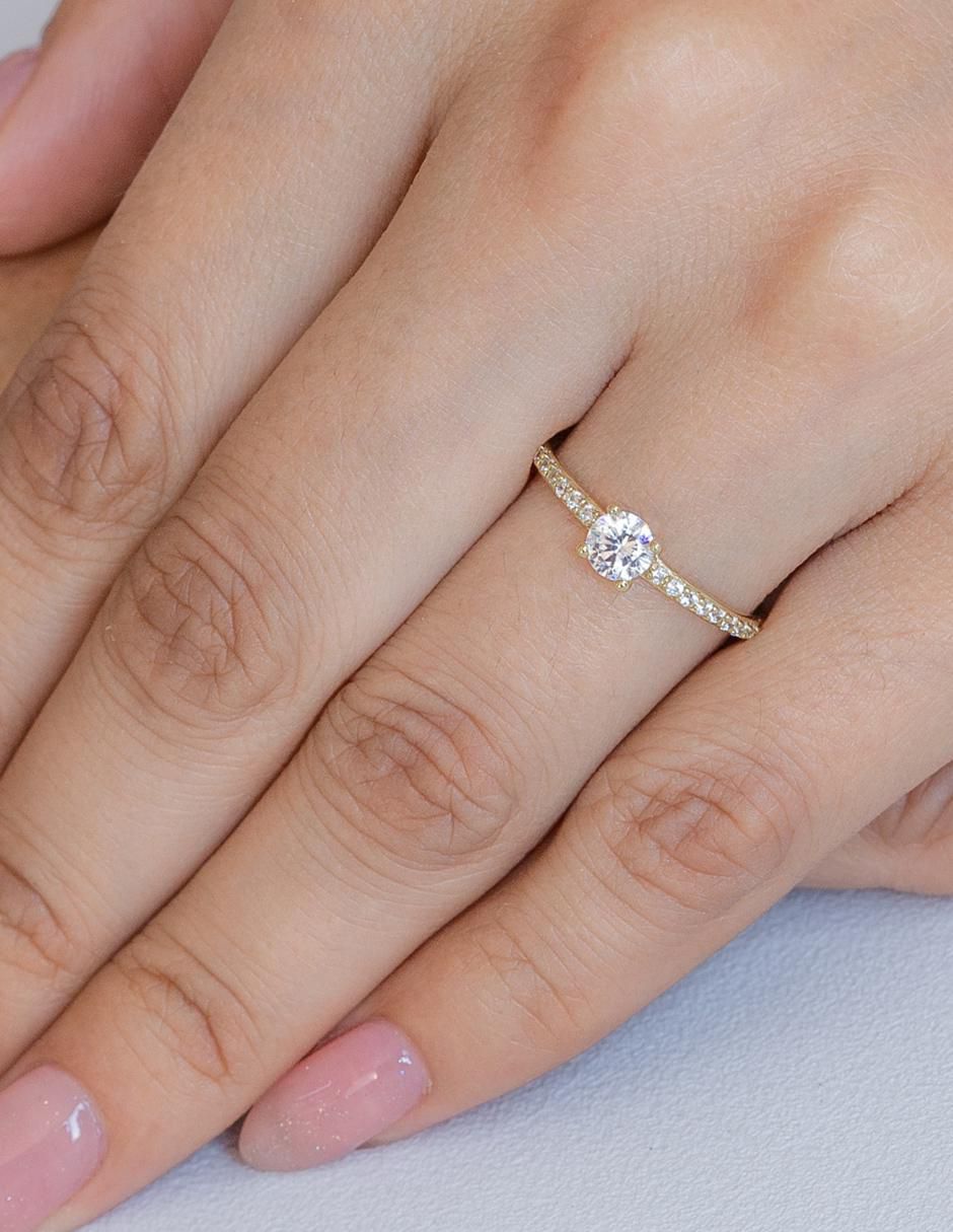 Anillo de compromiso "de" oro 10 k abba joyas sin familia o colección zirconia