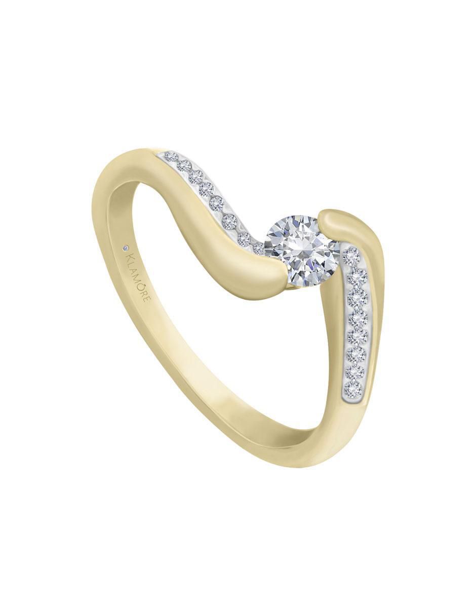 Solitario "de" oro 14 k klamore diamante