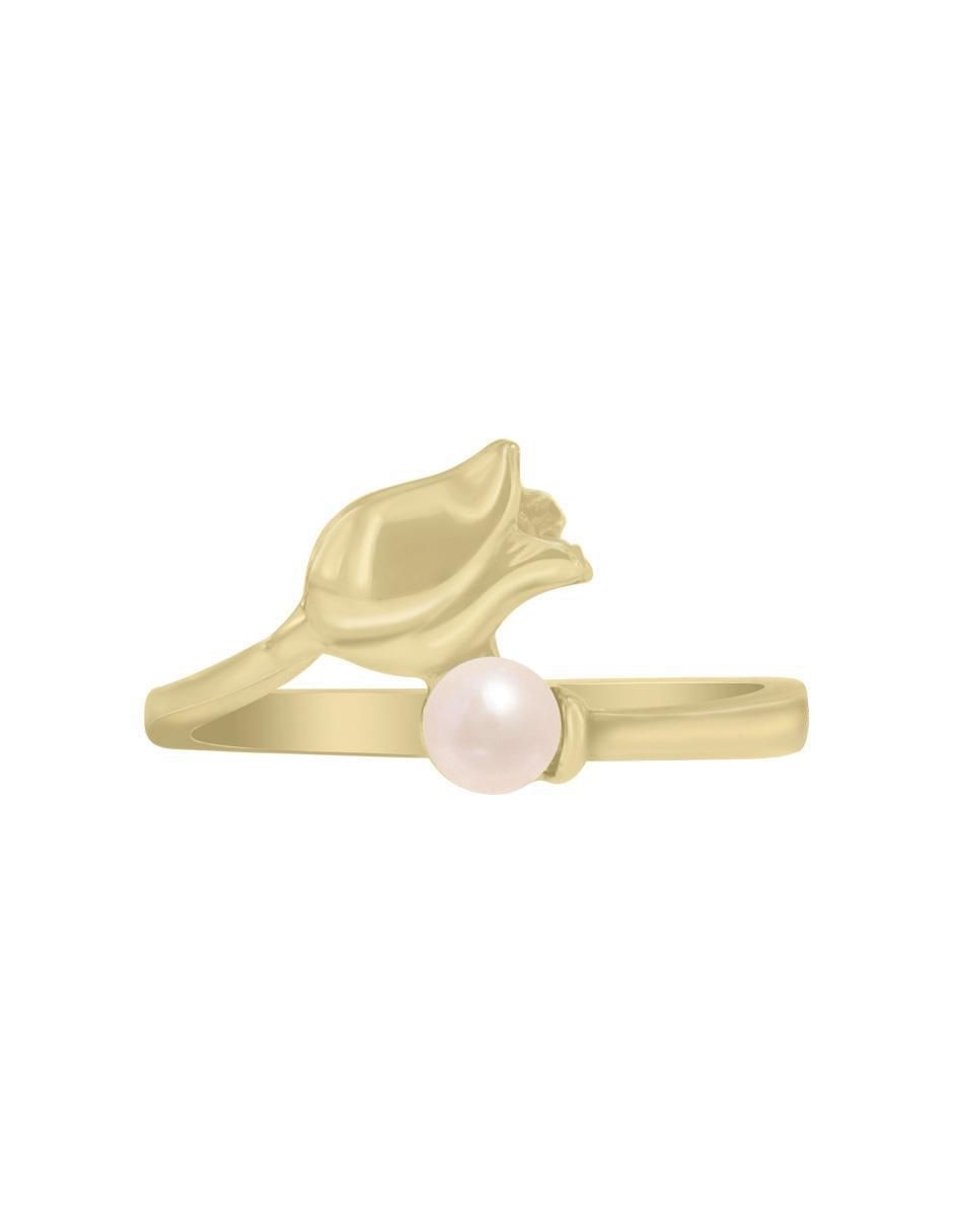 Anillo Tulipán 14 k de oro perla lustre
