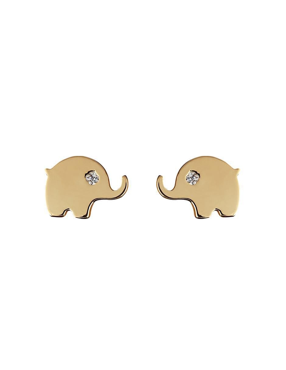 Broqueles de elefante Exclusiva de oro con acabado espejo zirconia Broqueles de elefante Exclusiva de oro con acabado espejo zirconia