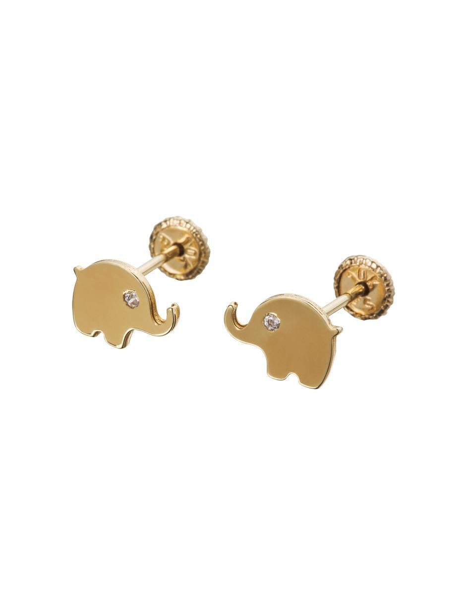 Broqueles de elefante Exclusiva de oro con acabado espejo zirconia 3