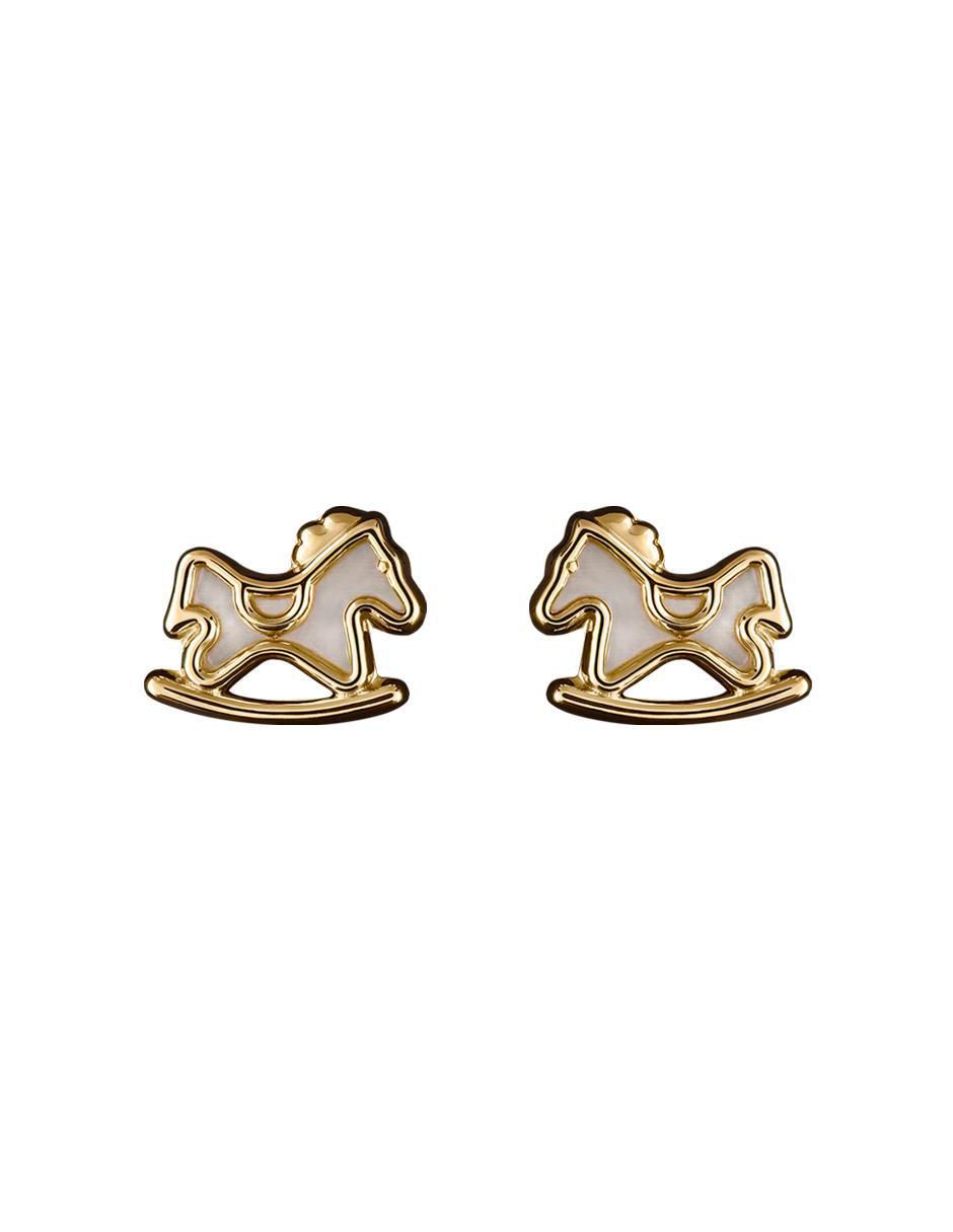 Broqueles de caballo Exclusiva de oro con acabado espejo madre perla Broqueles de caballo Exclusiva de oro con acabado espejo madre perla